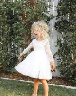 Giselle White Flower Girls Dress