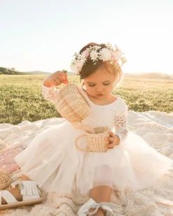 Giselle White Flower Girls Dress
