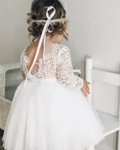 Giselle White Flower Girls Dress