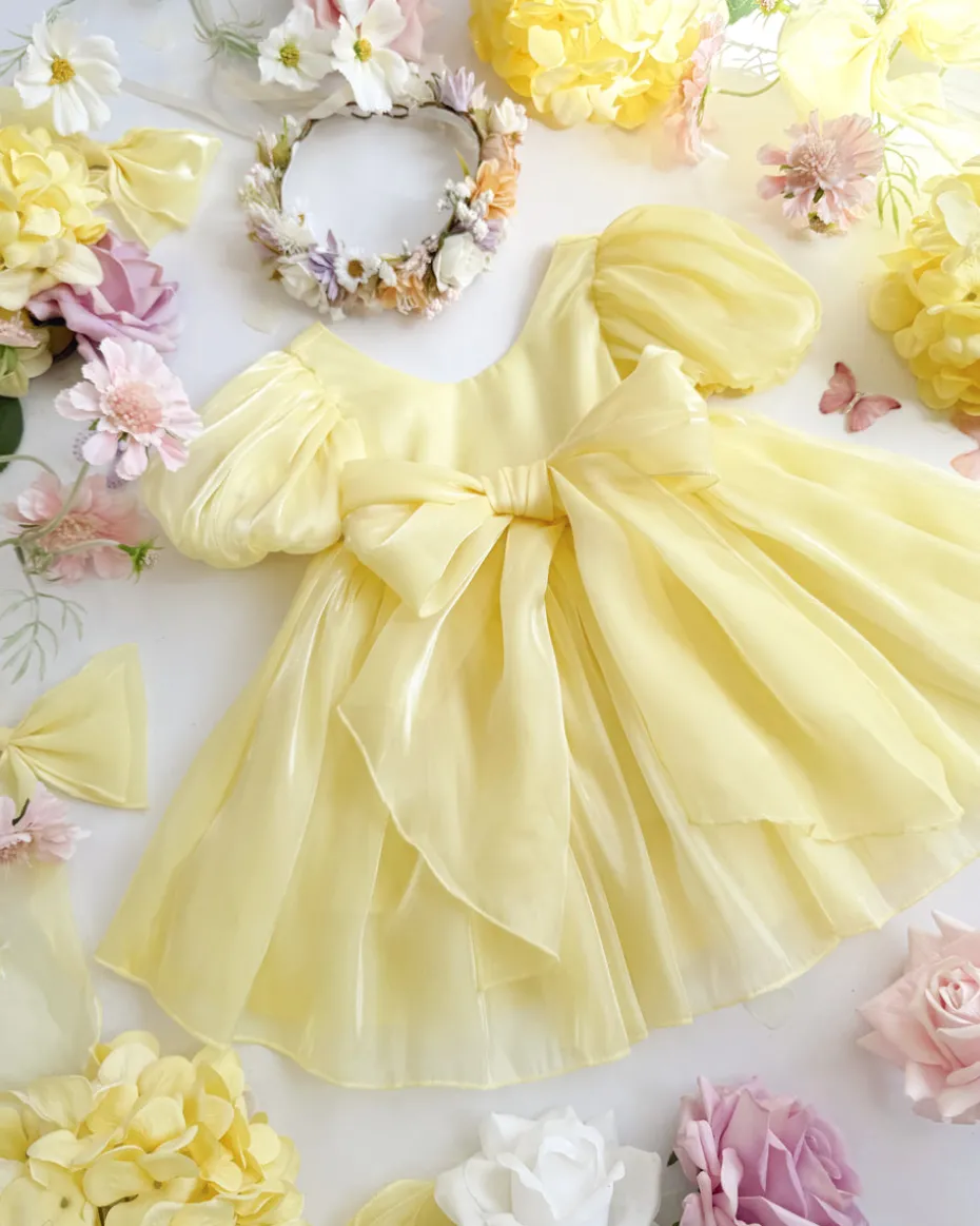 Hattie Belle Canary Lemon Girls Party Dress