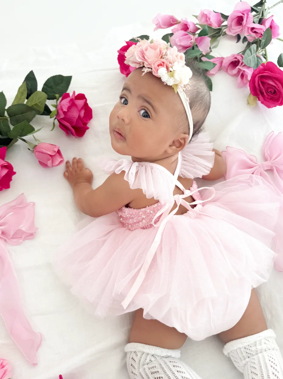 Heidi Candy Pink Stretch Baby Girls Flower Crown