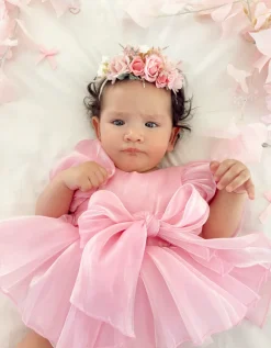 Heidi Candy Pink Stretch Baby Girls Flower Crown