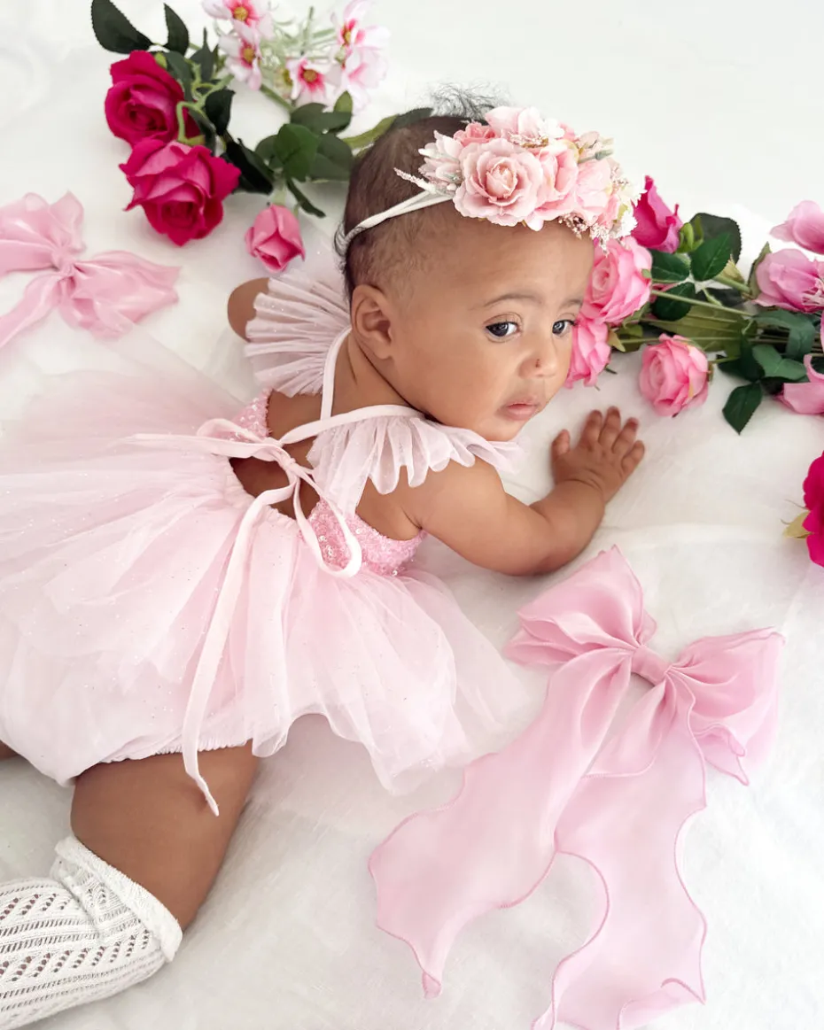 Heidi Candy Pink Stretch Baby Girls Flower Crown