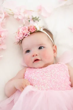 Heidi Candy Pink Stretch Baby Girls Flower Crown