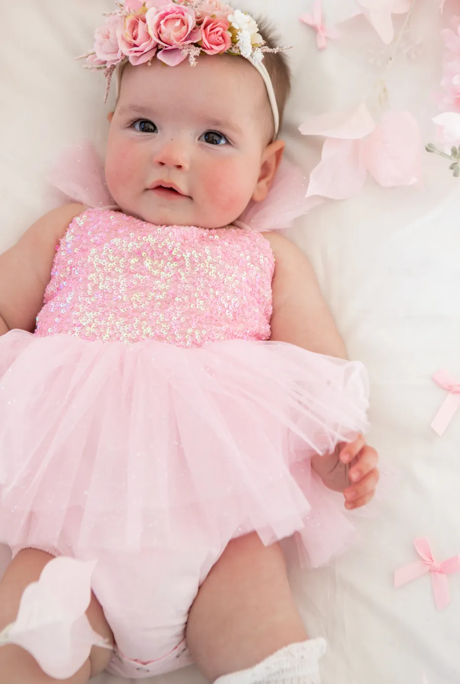 Heidi Candy Pink Stretch Baby Girls Flower Crown