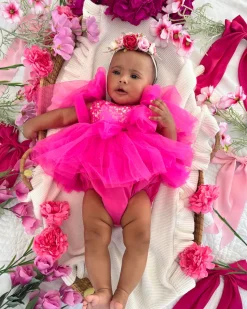 Heidi Fuchsia Pink Stretch Baby Girls Flower Crown