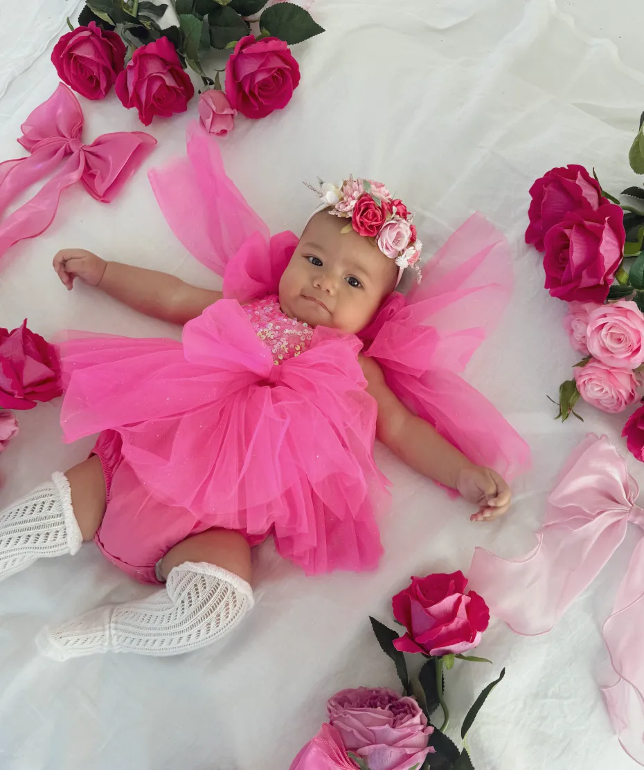 Heidi Fuchsia Pink Stretch Baby Girls Flower Crown