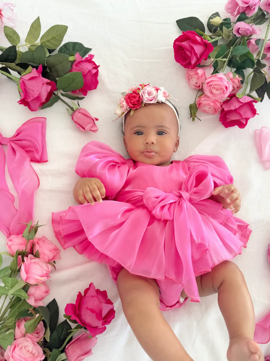 Heidi Fuchsia Pink Stretch Baby Girls Flower Crown