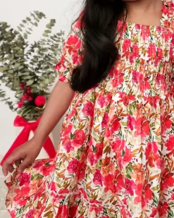 Henrietta Rose Girls Red Floral Dress