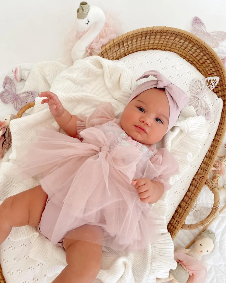 Jewel Sequin Dusty Pink Sparkle Baby Girl Romper