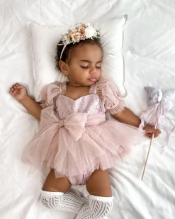Jewel Sequin Dusty Pink Sparkle Baby Girl Romper