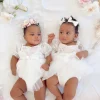 Jewel Sequin White Sparkle Baby Girl Romper