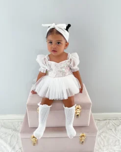 Jewel Sequin White Sparkle Baby Girl Romper