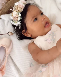 Juliette Champagne Pink Stretch Baby Girl Flower Crown
