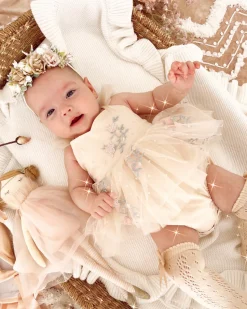 Juliette Champagne Pink Stretch Baby Girl Flower Crown