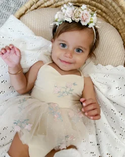 Juliette Champagne Pink Stretch Baby Girl Flower Crown