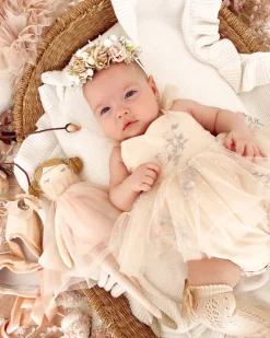 Juliette Champagne Pink Stretch Baby Girl Flower Crown