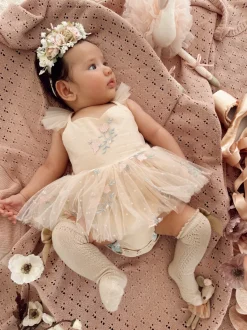 Juliette Champagne Pink Stretch Baby Girl Flower Crown