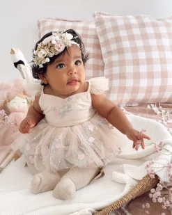Juliette Champagne Pink Stretch Baby Girl Flower Crown