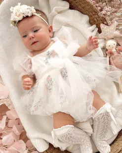 Juliette White Rose Stretch Baby Girls Flower Crown