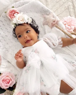 Juliette White Rose Stretch Baby Girls Flower Crown