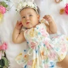 Lacie Lou Bunny Ears Floral Stretch Headband - White