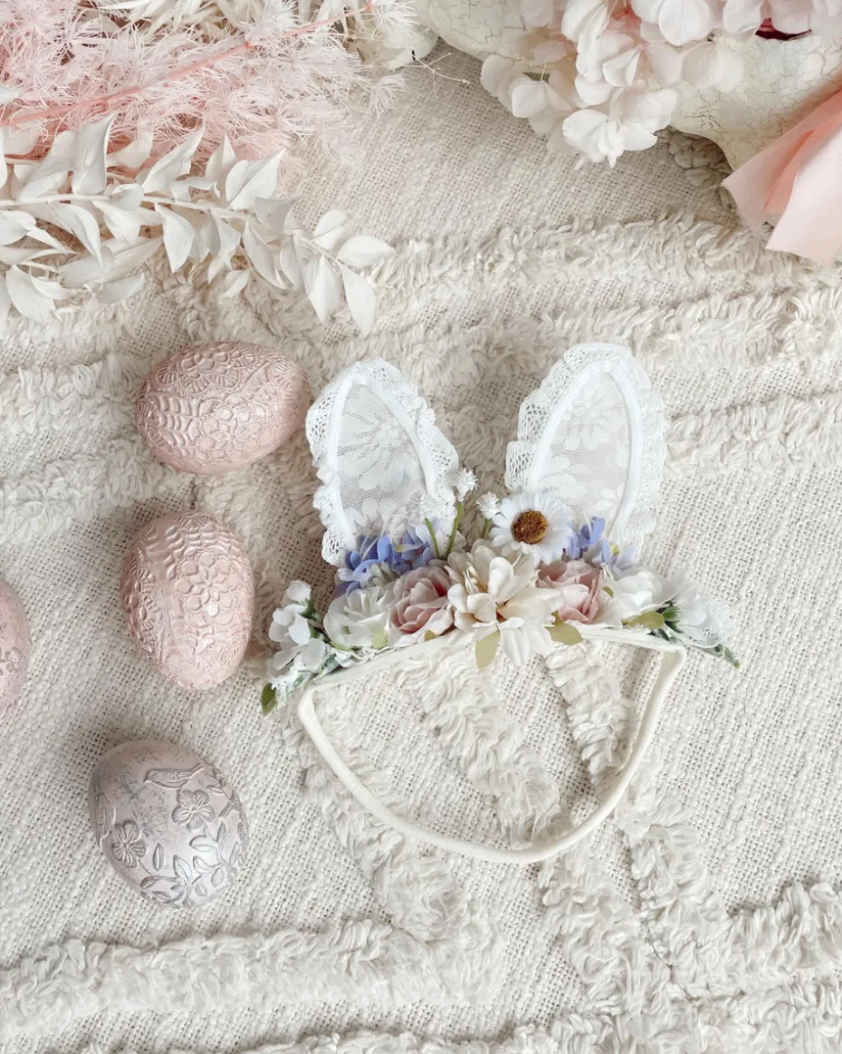 Lacie Lou Bunny Ears Floral Stretch Headband - Lilac