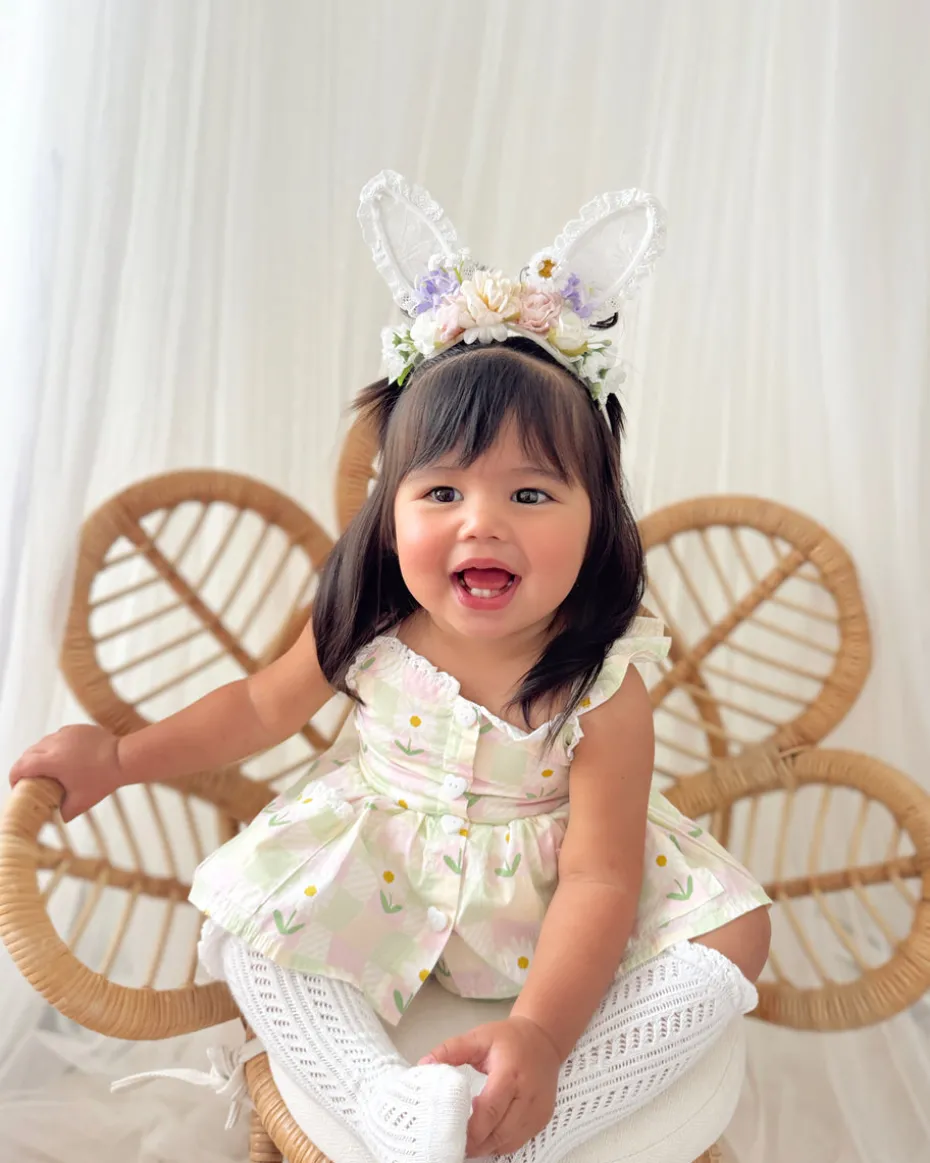 Lacie Lou Bunny Ears Floral Stretch Headband - Lilac
