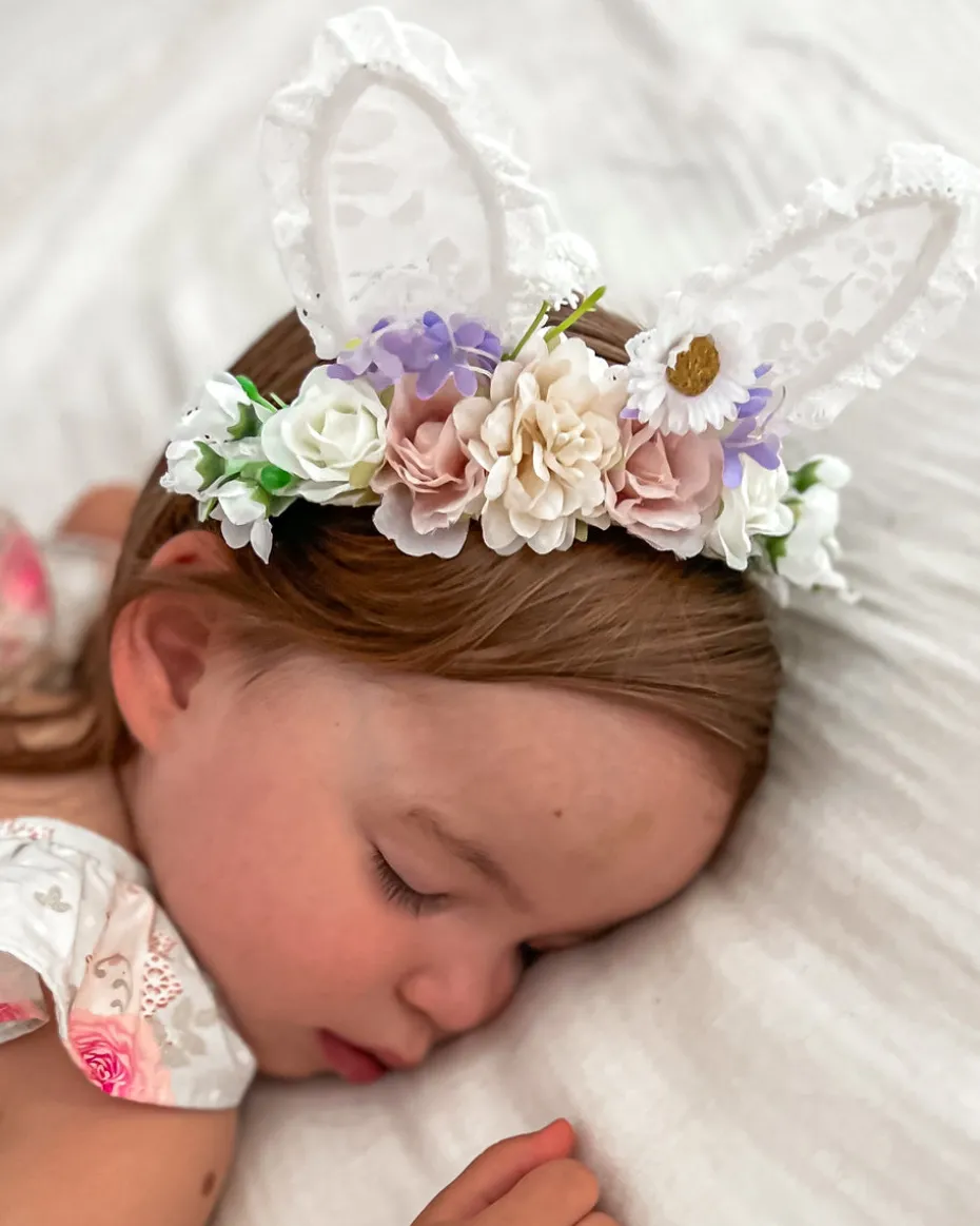 Lacie Lou Bunny Ears Floral Stretch Headband - Lilac