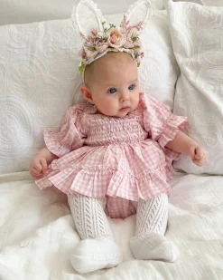Lacie Lou Bunny Ears Floral Stretch Headband - Pink