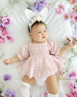 Lacie Lou Bunny Ears Floral Stretch Headband - Lilac