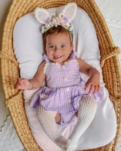 Lacie Lou Bunny Ears Floral Stretch Headband - Lilac