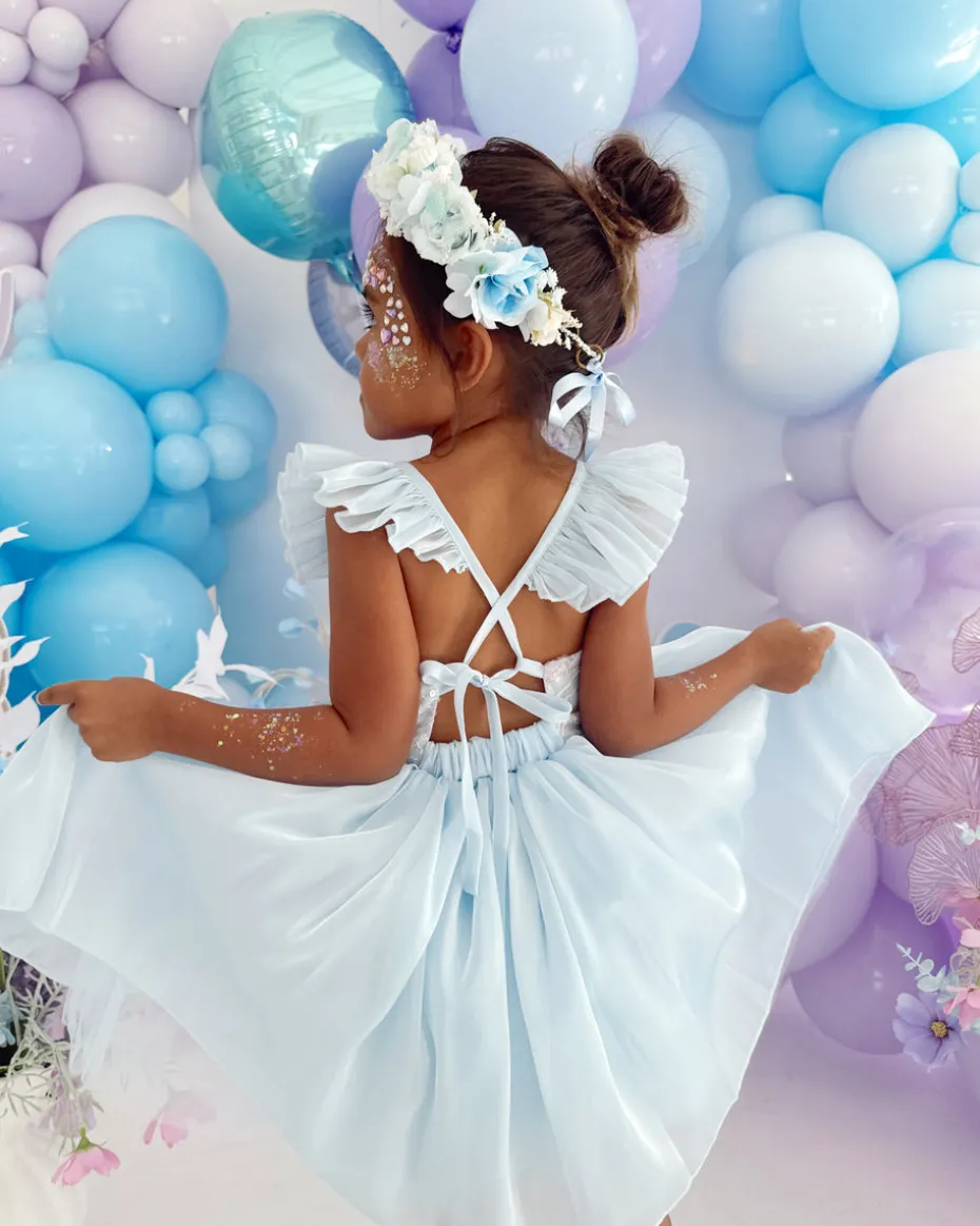 Laguna Ocean Blue Sequin Girls Party Dress