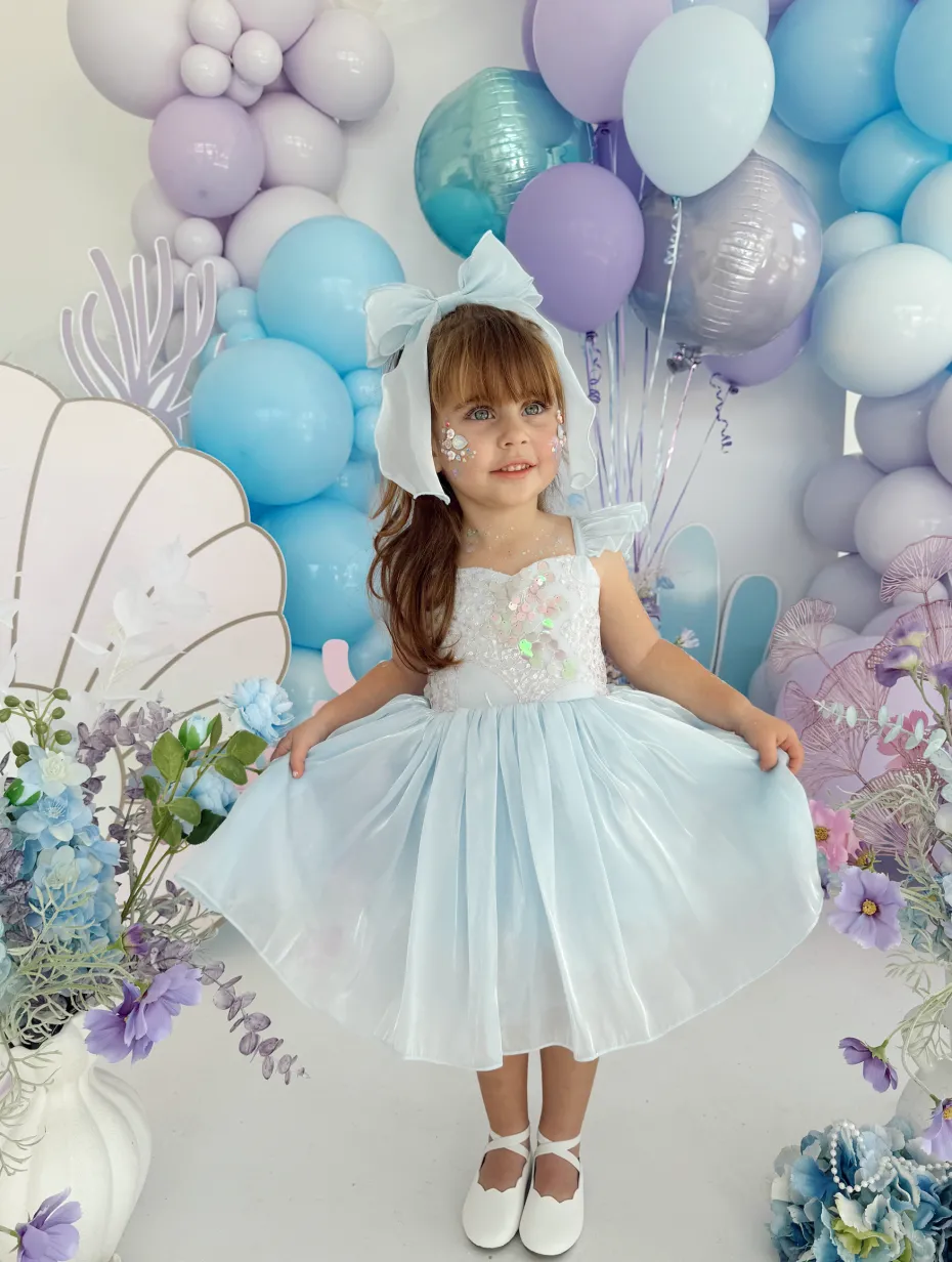 Laguna Ocean Blue Sequin Girls Party Dress