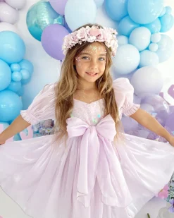 Laguna Purple Pearl Sequin Girls Party Dress