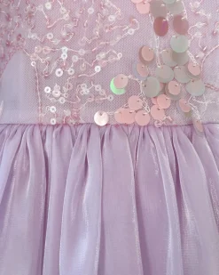 Laguna Purple Pearl Sequin Girls Party Dress