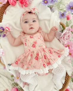 Lila Rosemary Baby Girl Floral Romper