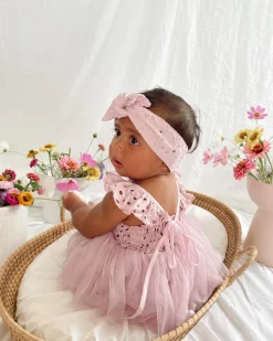 Lilac Broderie Anglaise Baby Girl Hair Accessories