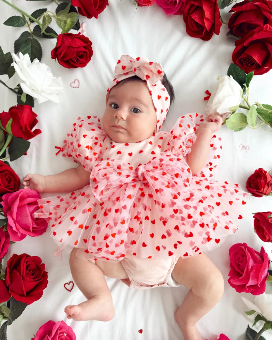 Lover Pink Heart Baby Girl Tulle Hair Accessories