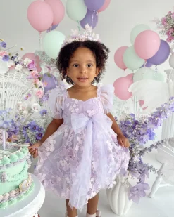 Margot Lilac Pink Rose Girls Party Dress