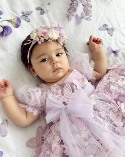 Mariposa Lilac Pink Rose Stretch Baby Girl Flower Crown