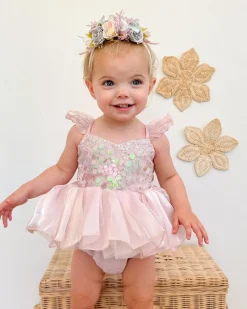 Mermaid Sequin Pink Baby Girl Romper