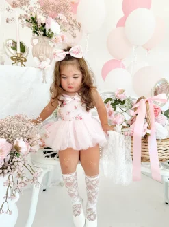 Mirabelle Flower Candy Pink Baby Girl Floral Romper