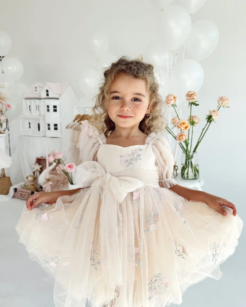 Nutcracker Champagne Girls Flower Girl Dress