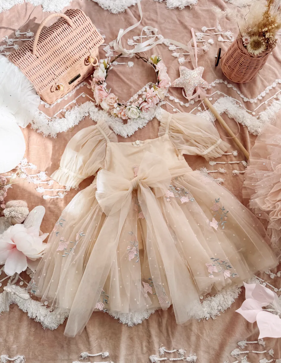 Nutcracker Champagne Girls Flower Girl Dress