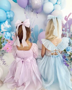 Ocean Blue Organza Girls Hair Bow