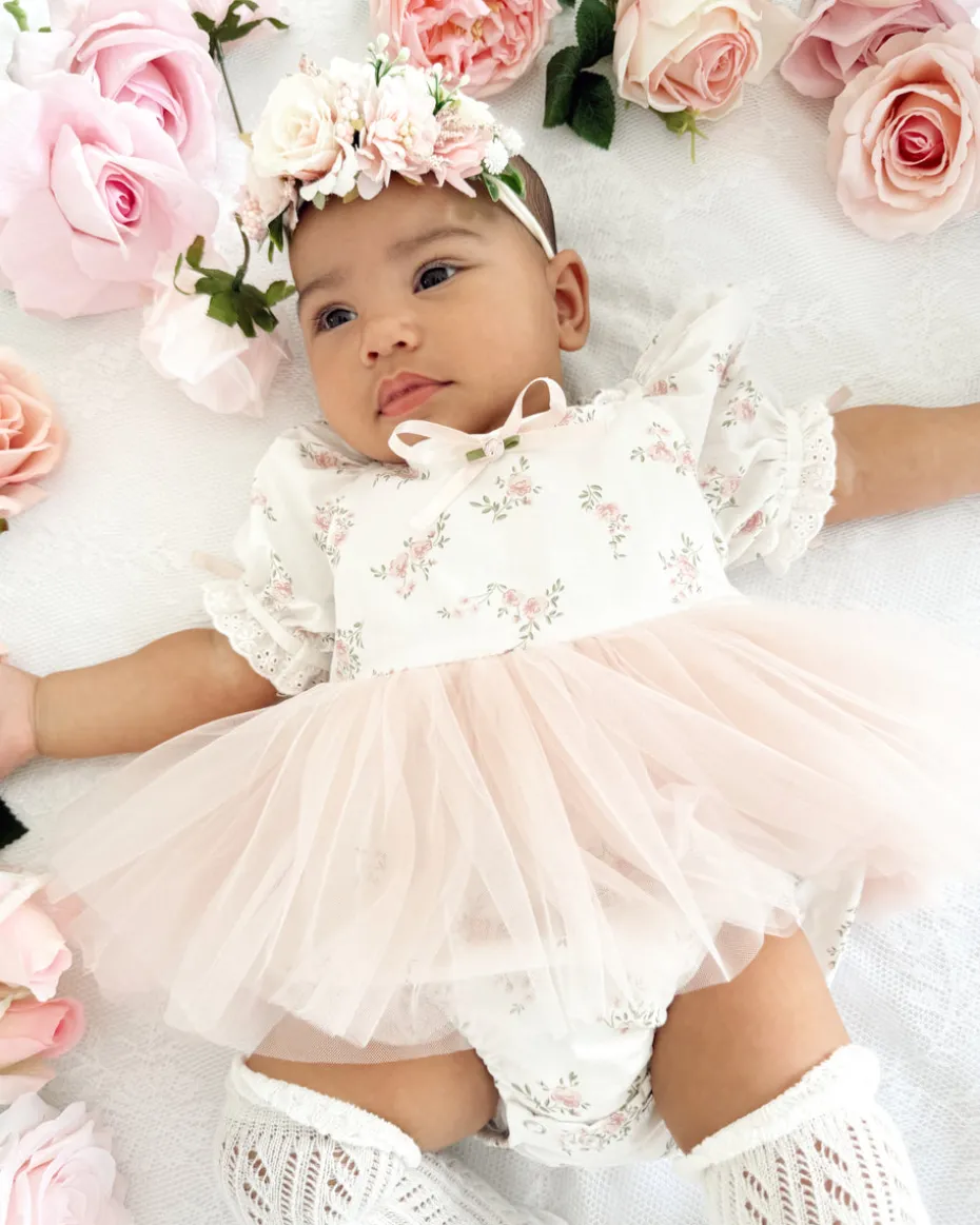 Odessa Flower Perfect Pink Floral Baby Girl Romper