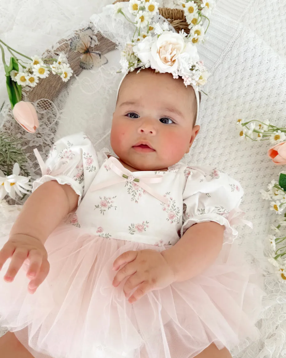 Odessa Flower Perfect Pink Floral Baby Girl Romper