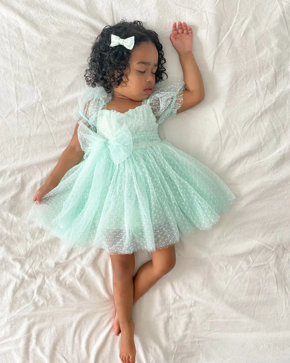 Pastel Peppermint Swiss Dot Baby Girl Tulle Hair Accessories