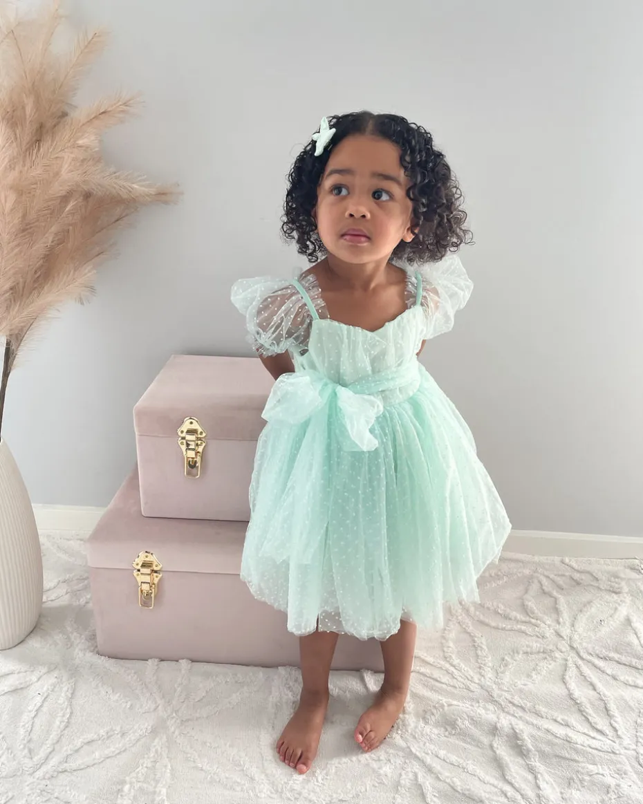 Pastel Peppermint Swiss Dot Baby Girl Tulle Hair Accessories